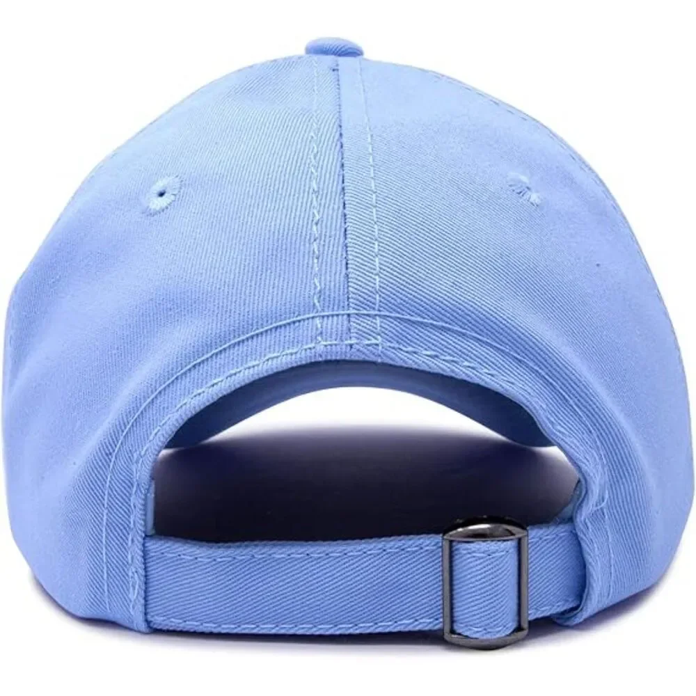 Unisex Light Blue 100% Cotton Ghost Embroidered Adjustable Buckle Baseball Cap